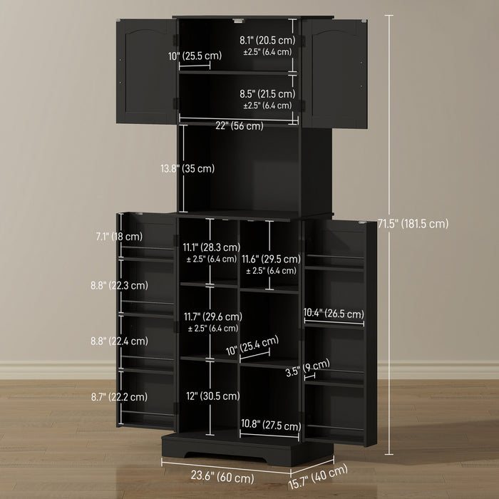 HOMCOM Armoire de garde-manger, placard de cuisine, etageres a epices, Noir