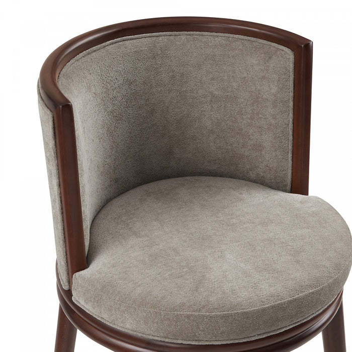 Tabouret de bar moderne en bois et tissu Evalyn, coloris colombe - Lot de 2