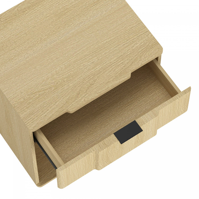 Table de nuit Clive style milieu du siecle 56 cm en chene naturel (1 tiroir)