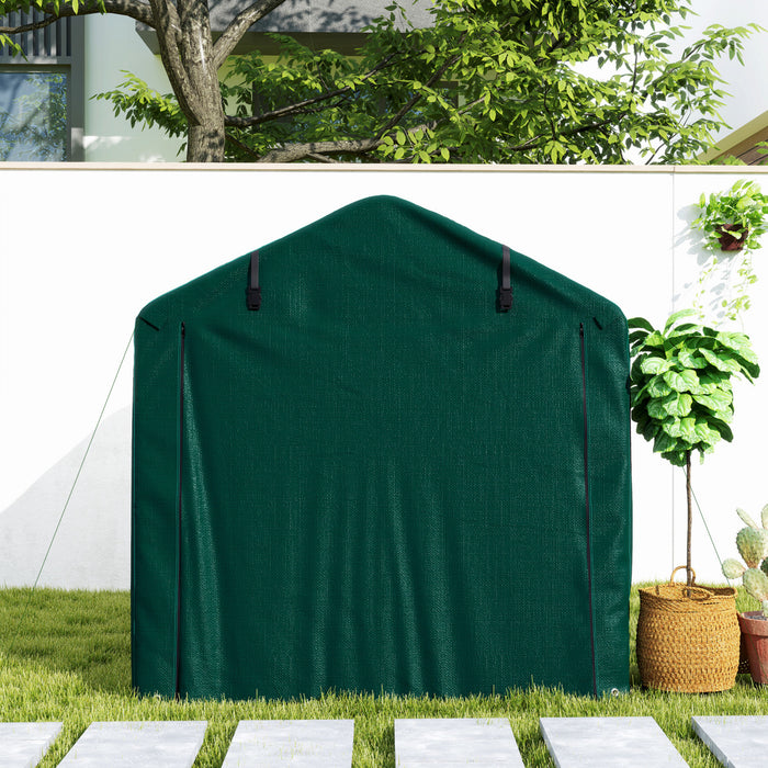 Outsunny Abri Exterieur, Tente De Moto Avec Porte Enroulable, Vert Fonce