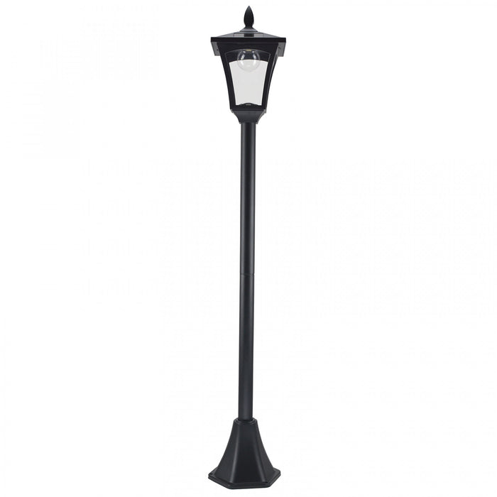 Luminaire Exterieur Solaire Lampadaire Lanterne Classique Led 40 Lm Dim. 18l X 18l X 160h Cm Noir