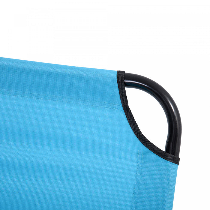 Outsunny Chaise Longue Pliante Avec Dossier Reglable, Bleu Ciel