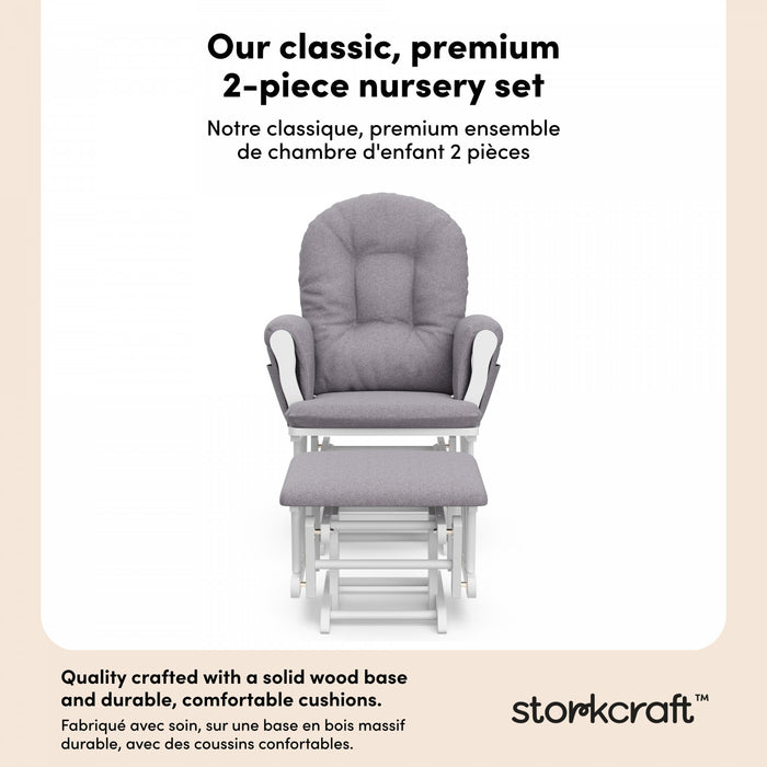 Storkcraft Hoop Fauteuil bercant et pouf - Blanc avec gris swirl