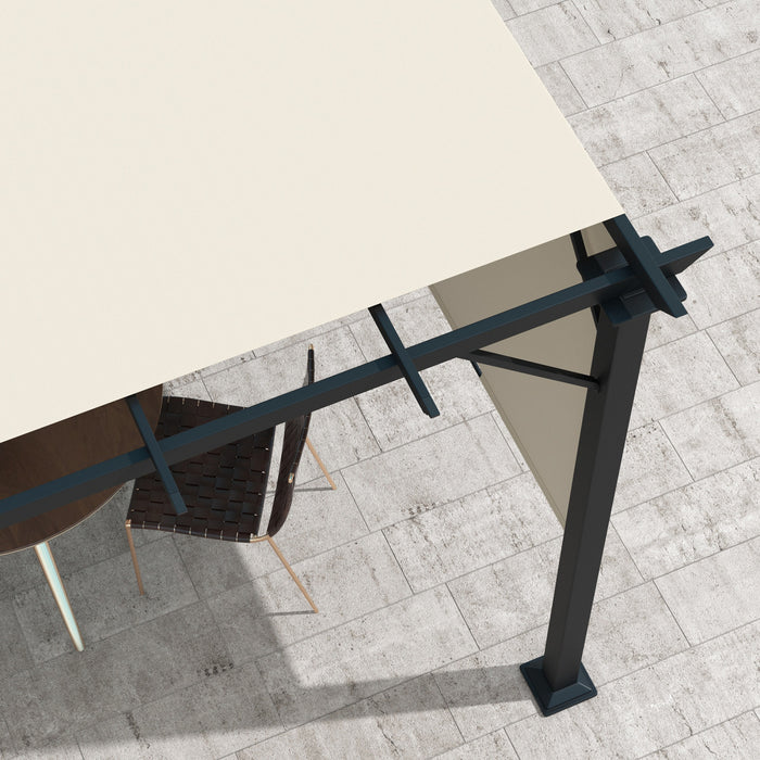 Outsunny Auvent De Pergola Retractable 10' X 10' Pour Jardin, Beige