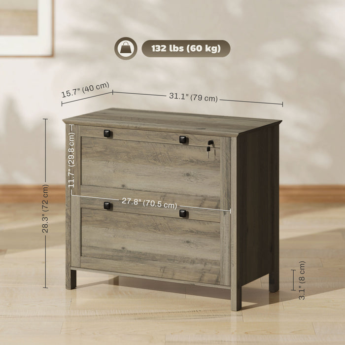 HOMCOM Classeur a 2 tiroirs avec serrure et barre de suspension reglable
