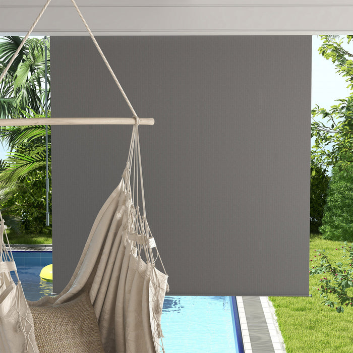 Outsunny Store Enrouleur Exterieur, Store De Porte Patio 6'x6', Gris Clair