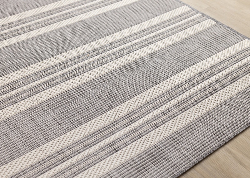 Tapis Jackson a rayures creme taupe, 6'7\" x 9'6\"