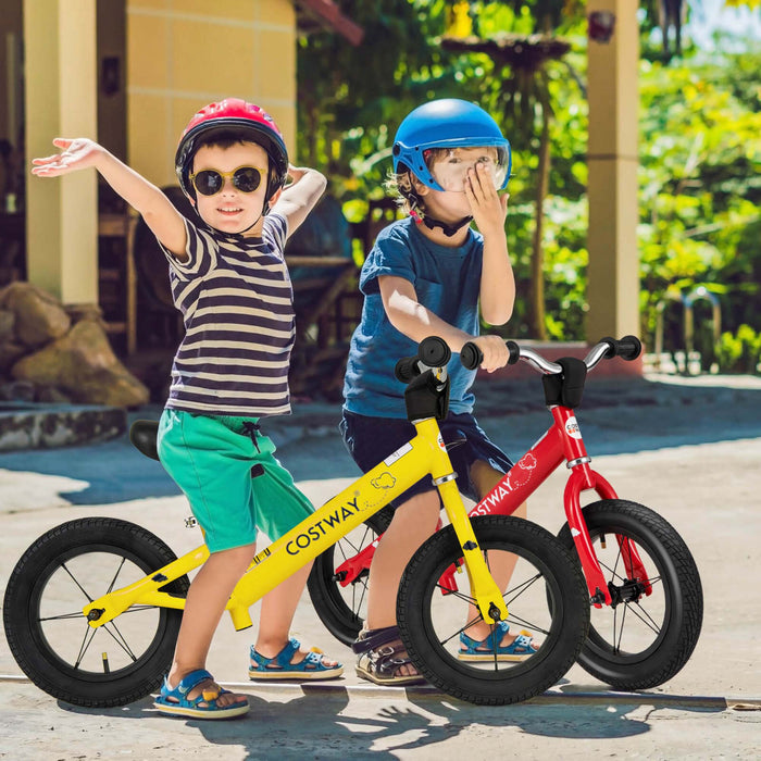 Bicycle D'equilibre Costway 12 Pouces Sans Pedale Bicycle D'entrainement Avec Pneus En Caoutchouc Gonflables Jaune
