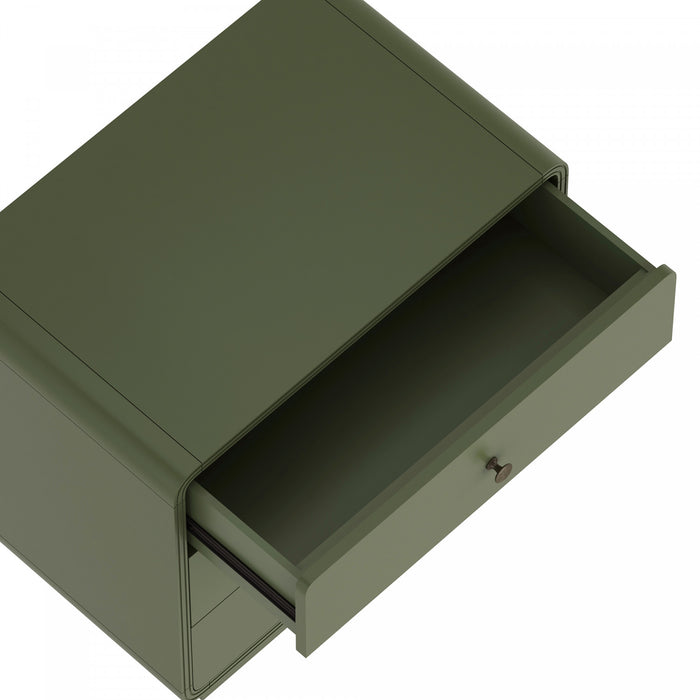 Table de nuit contemporaine Liora 71 cm en vert (3 tiroirs)