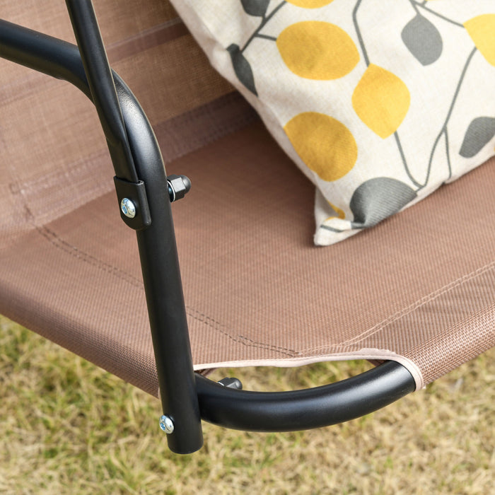 Outsunny Chaise Balancoire De Patio Pour 2 Personnes Avec Auvent Reglable