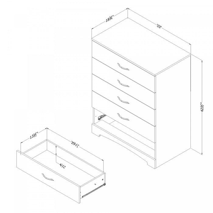 Step One Commode 5 Tiroirs - Blanc Solide