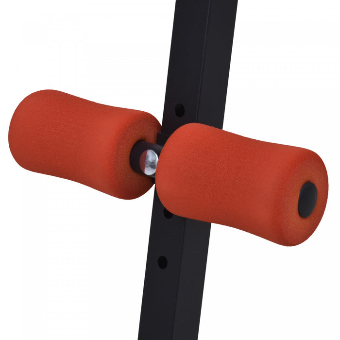Soozier Banc De Musculation Pliable Appareil A Abdo Hauteur Reglable 2 Bandes De Resistances + Ressort Central Traction Acier Noir Rouge