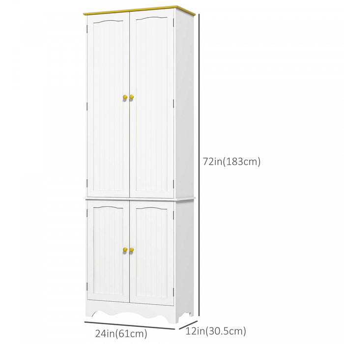 HOMCOM Armoire de rangement de cuisine autoportante, 4 etageres, 4 portes
