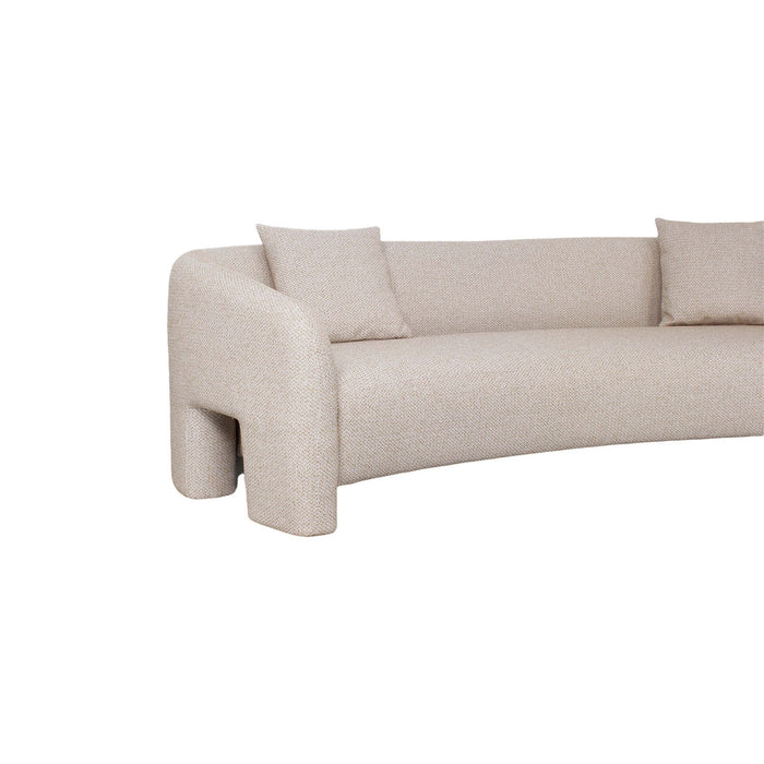 Canape deux places moderne glamour Sylvia 264 cm en tweed coloris Poussiere d’or