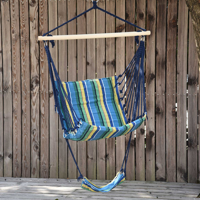 Chaise Hamac Suspendue Outsunny Siege Pivotant Rembourre, Balancoire Air Deluxe Avec Repose-pieds Pour Tous Les Espaces Interieurs Ou Exterieurs Camping Hamac Inclinable