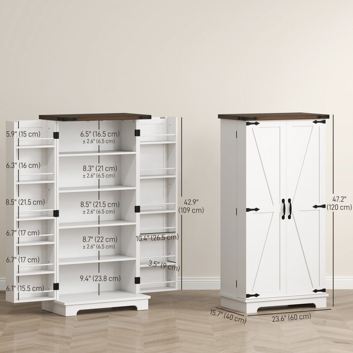 HOMCOM Armoire de cuisine avec etageres reglables, blanc