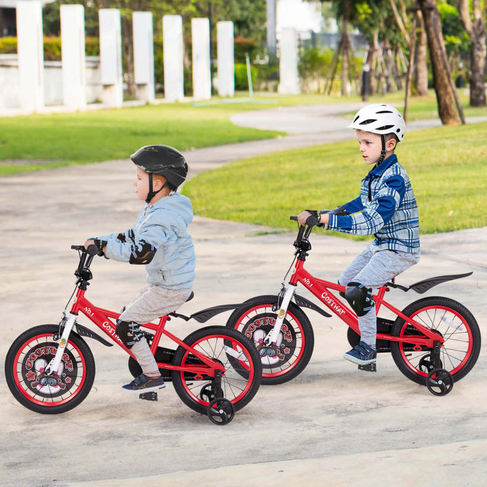 Velo Costway 16\" Pour Enfants Pour 4-7 Avec Frein A Main A Guidon Et A Selle Reglable En Hauteur Rouge