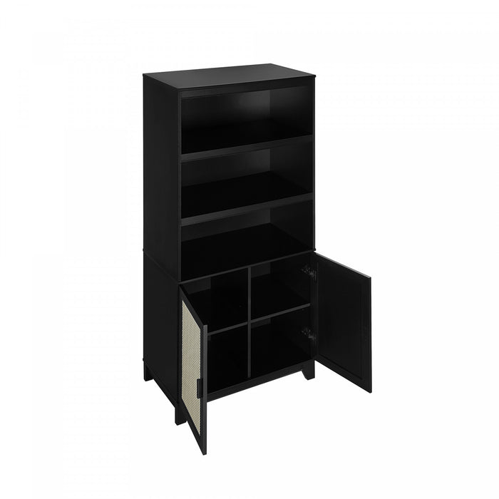 Armoire bibliotheque Sheridan style milieu du siecle 79 cm en noir (7 etageres) – Lot de 2