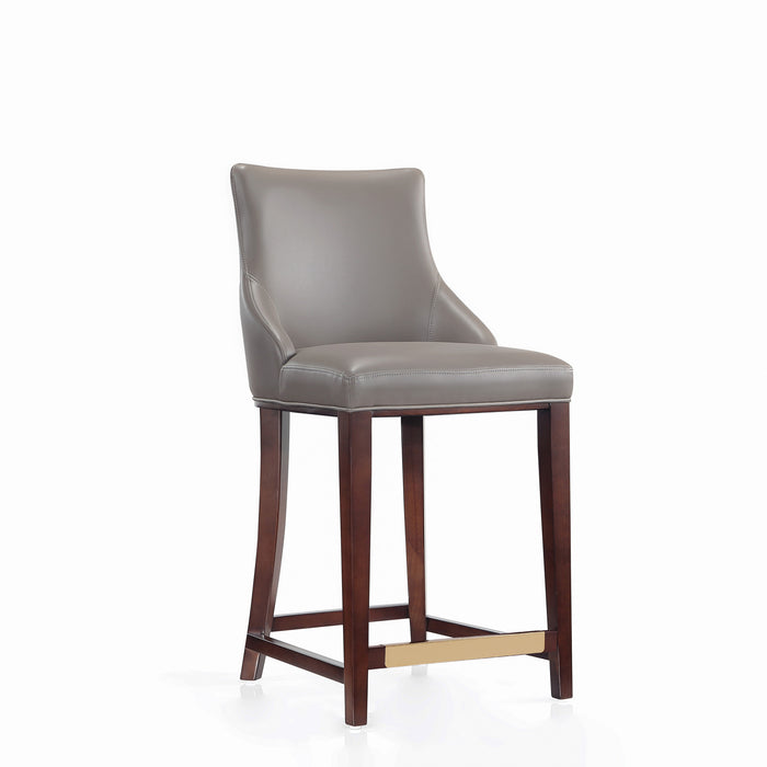 Tabouret de comptoir moderne en bois avec assise rembourree Shubert, taupe fonce - Lot de 3