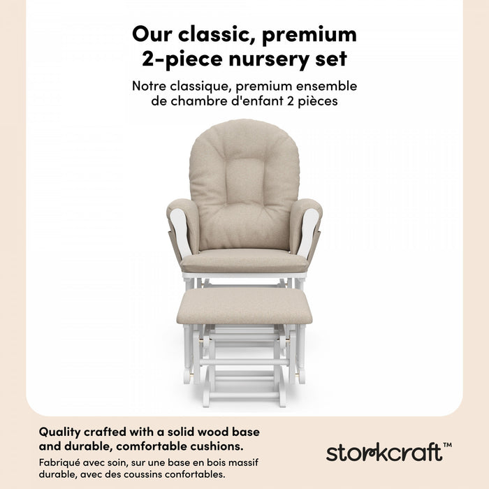 Storkcraft Hoop Fauteuil bercant et pouf - Blanc avec taupe swirl