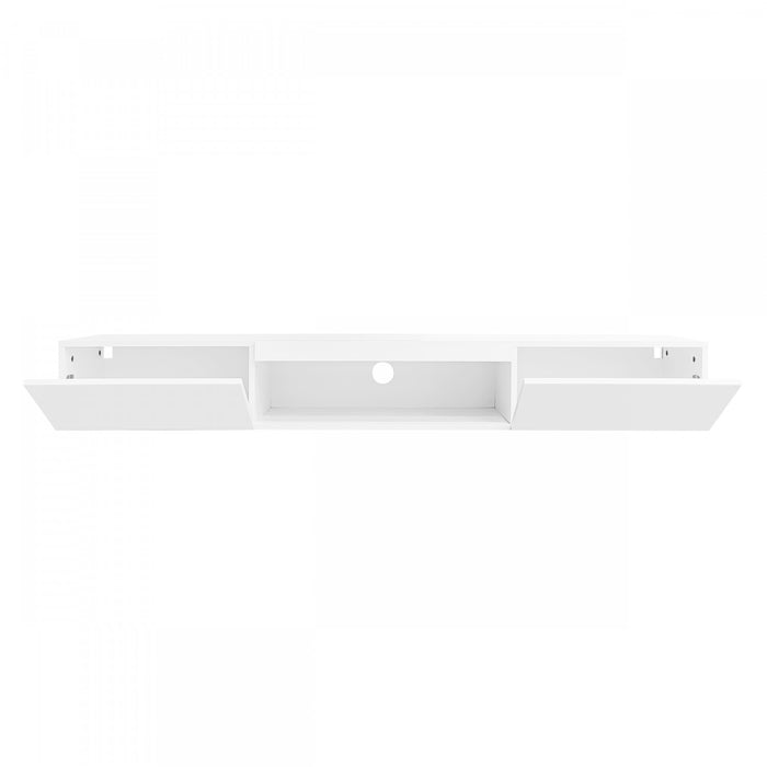 Evan meuble TV mural flottant – meuble avec eclairage LED et portes de rangement, blanc