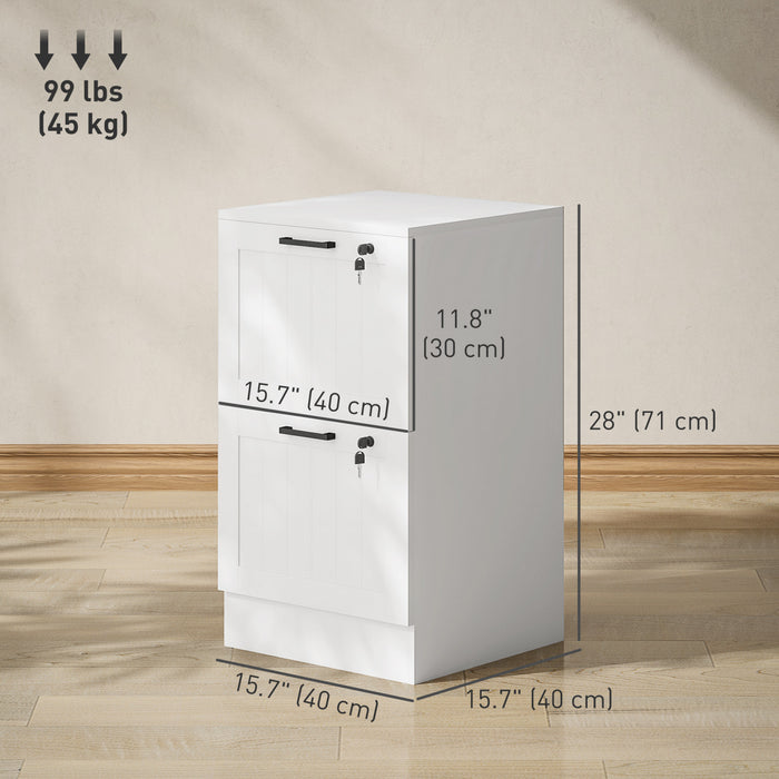 HOMCOM Classeur a 2 tiroirs avec serrure pour lettre A4, Blanc