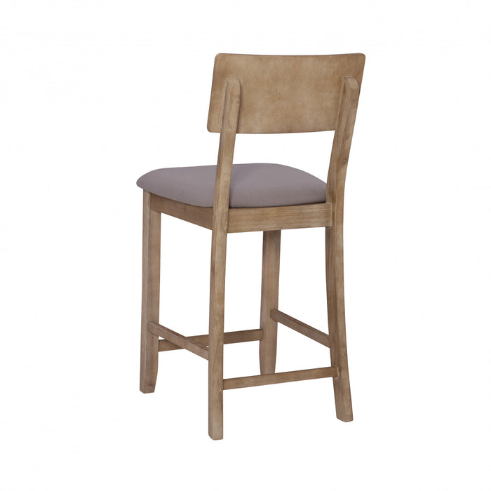 Tabouret Jorissen de hauteur comptoir en tissu d’apparence lin - gris