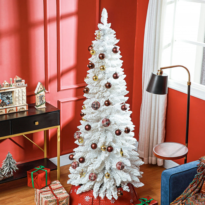 Homcom Sapin De Noel Floque Avec Pointes De Branches Realistes, Blanc
