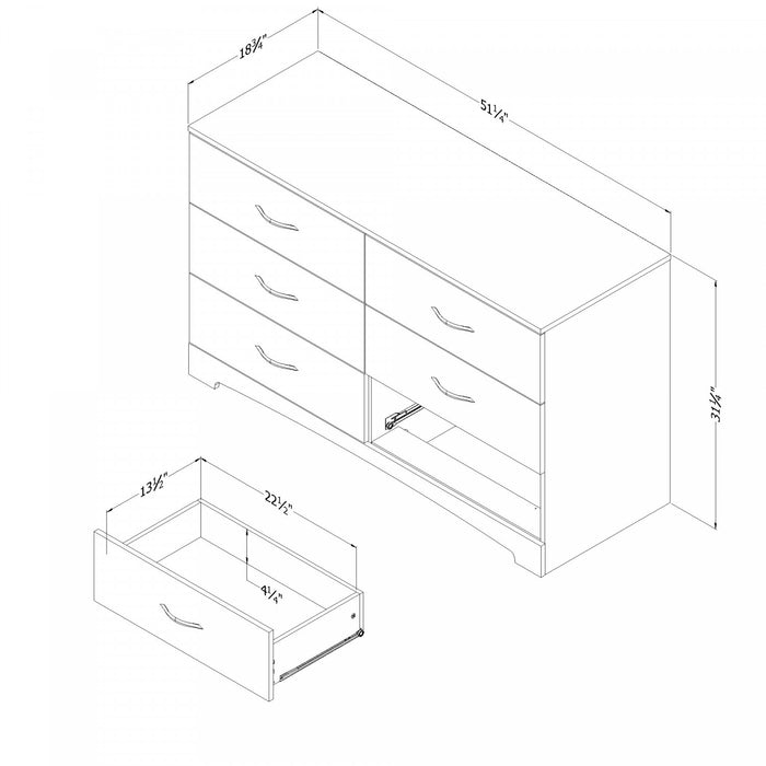 Step One Commode 6 Tiroirs - Noir Solide
