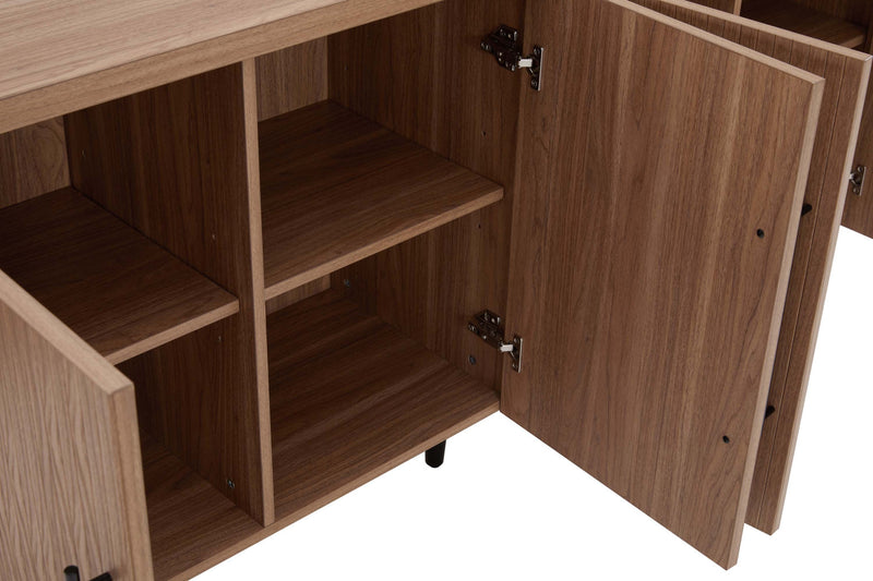 Buffet Jodie mi-siecle moderne a cannelures de 165 cm en erable