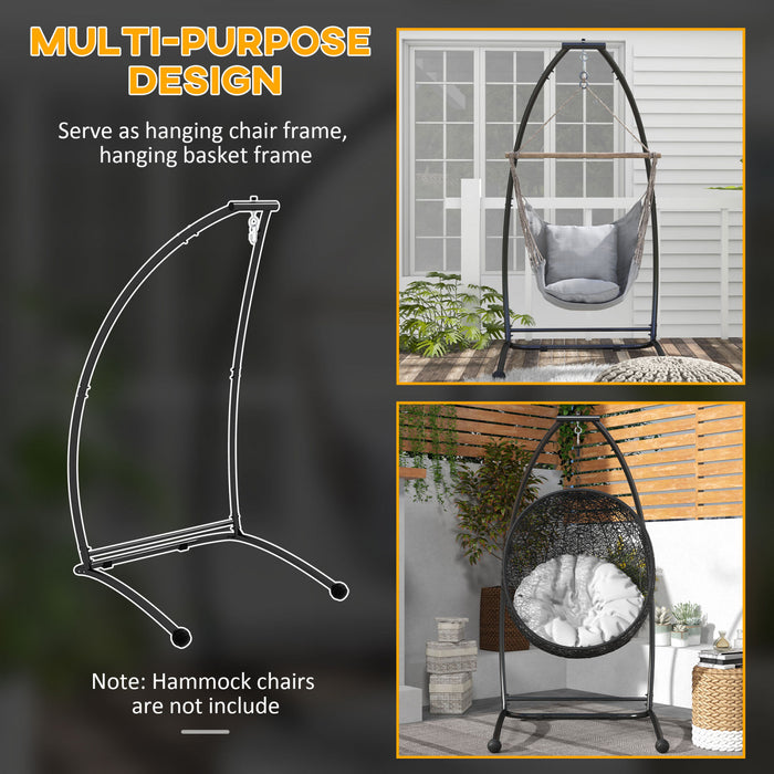 Outsunny Support pour Chaise Suspendue, Forme de C, Noir