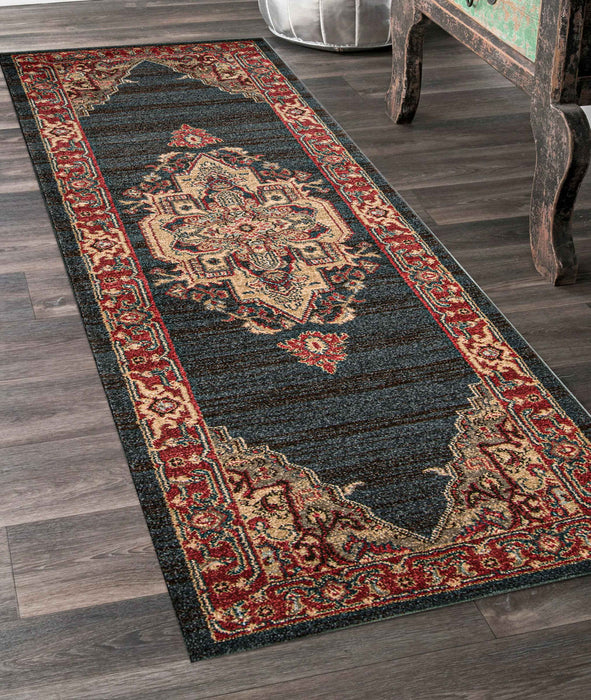 Tapis Traditionnel Lux 2'3\" x 7'6\" en Bleu