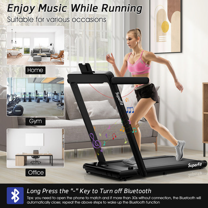 Tapis De Course Pliable 2 En 1superfit – Moteur 2,25 Cv – Double Ecran – Haut-parleur Bluetooth