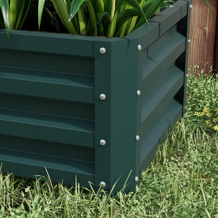 Outsunny Ensemble De 2 Lits De Jardin Sureleves, Jardinieres En Acier Pour Les Plantes, Jardiniere Surelevee, Facile A Assembler, Pour La Culture Des Fleurs, Des Herbes Et Des Legumes, Vert