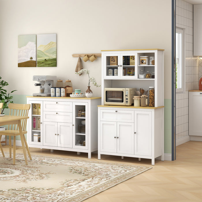 HOMCOM Buffet 2 Tiroirs 3 Armoires de Rangement Blanc