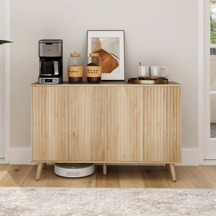 HOMCOM Buffet moderne cannele avec etageres reglables en chene