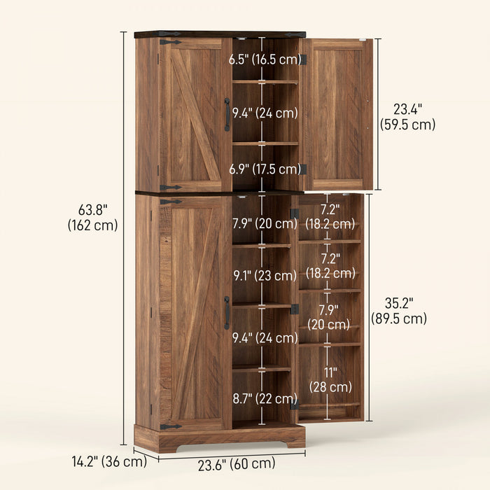 HOMCOM Armoire de cuisine, garde-manger de 64 po avec tablettes reglables