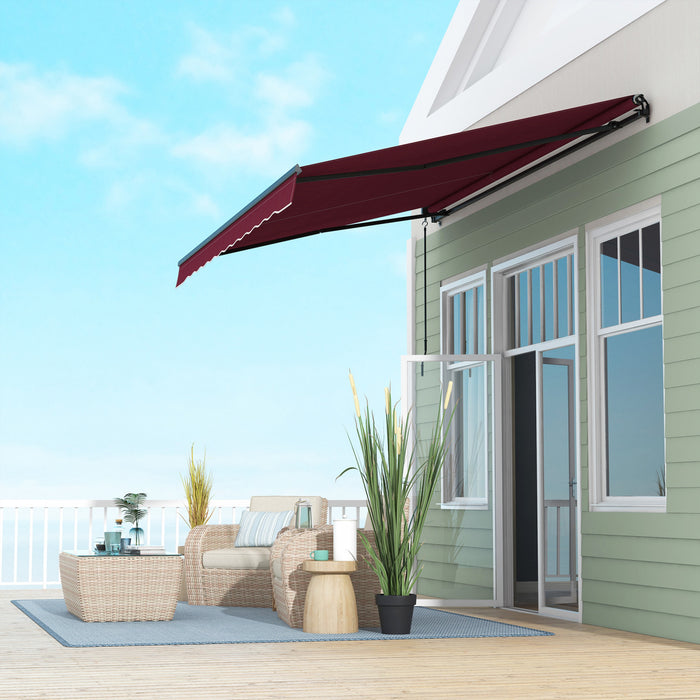 Outsunny 13' X 10' Auvent Retractable, Abri Pare-soleil, Rouge Vin