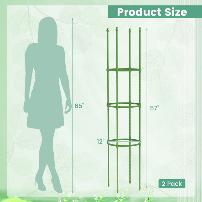 Costway 2-pack Garden Trellis 57\" Support De Plante Et Cages A Tomates Avec Hauteur Reglable