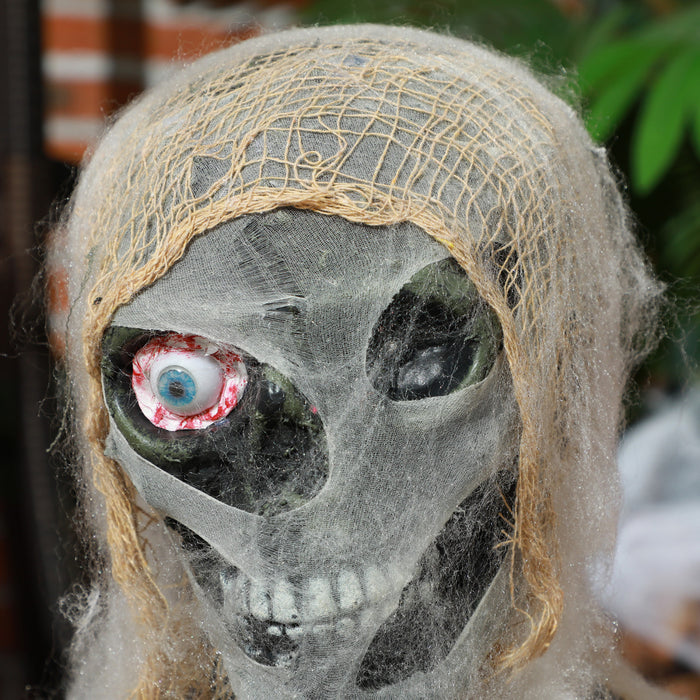 Momie Animee Homcom Pour Halloween, Decoration Effrayante A Demi-corps