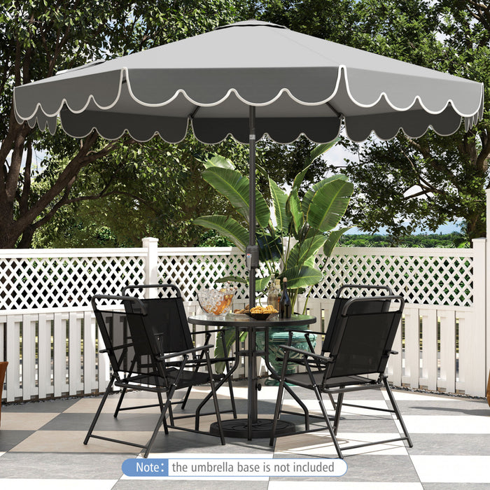 Parasol de patio Costway 10 FT avec reglage d'inclinaison a manivelle, bordures, haut ventile, 8 baleines, gris