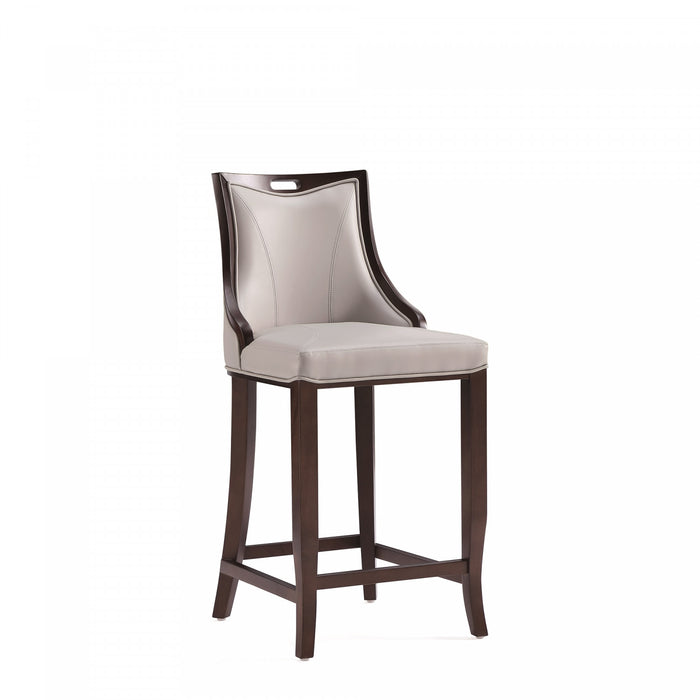 Tabouret de bar en bois traditionnel Emperor avec assise rembourree, gris clair – Lot de 3