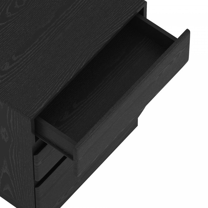 Table de nuit contemporaine Ardea 20\" en noir (3 tiroirs)