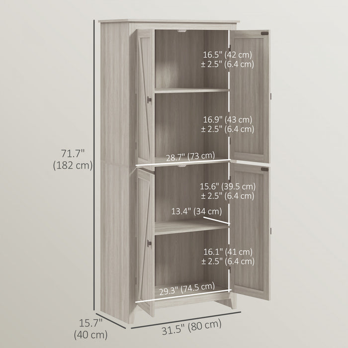 HOMCOM Garde-manger de cuisine autoportant 72 po, armoire buffet, gris