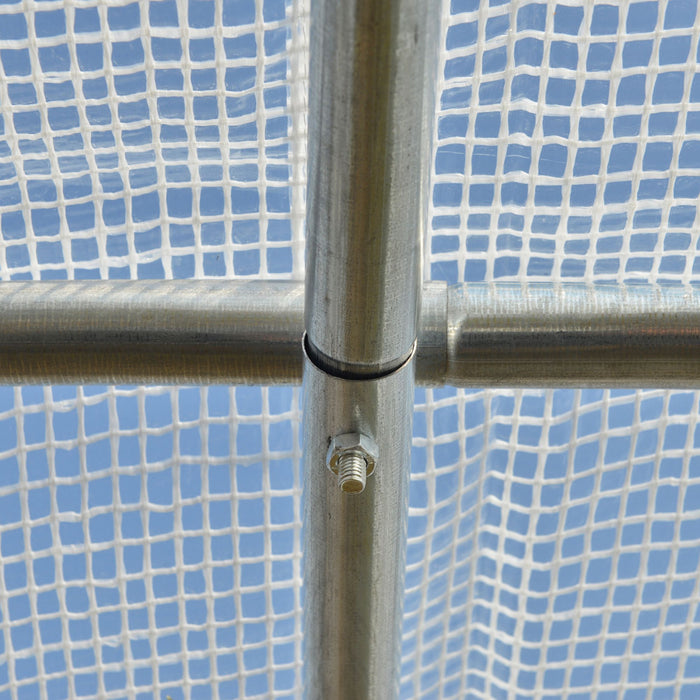 Outsunny 10' X 6.6' X 6.6' Serre De Jardin Tunnel Portes Zippees Deroulantes Fenetres Enroulables Avec Moustiquaires Blanc