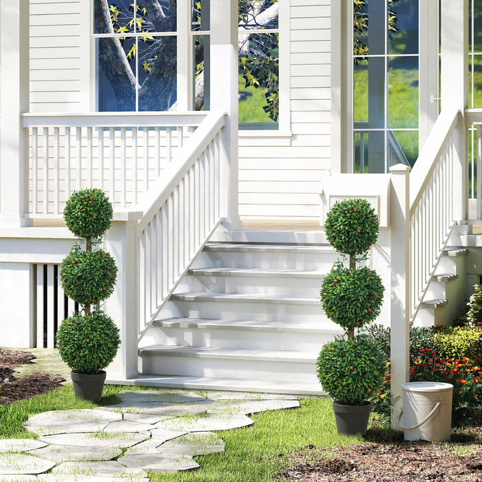 HOMCOM Ensemble de 2 Arbres Topiaires de Buis Artificiels, 3.3pi, Vert