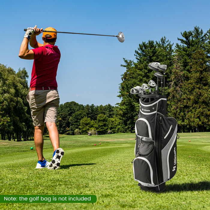 Costway 9 Pcs Hommes Complet Golf Club Ensemble A Droite Avec 460cc Alliage Driver Fers Gris