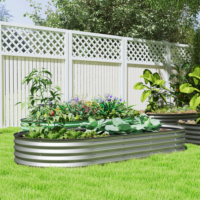 Outsunny Lit de jardin sureleve, jardiniere galvanisee 7' x 3' x 1', argent