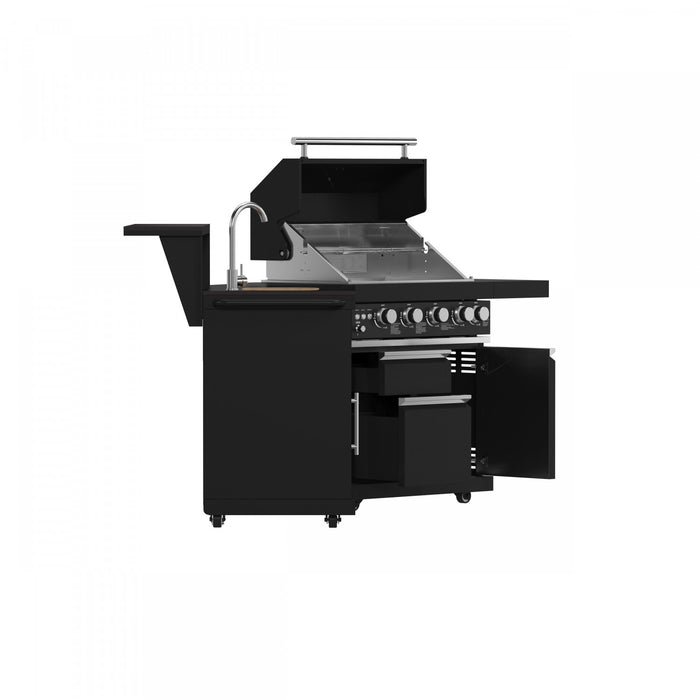Module barbecue et evier All'Aperto 62 600 BTU avec comptoirs noirs et bar – FODKT2582BLK
