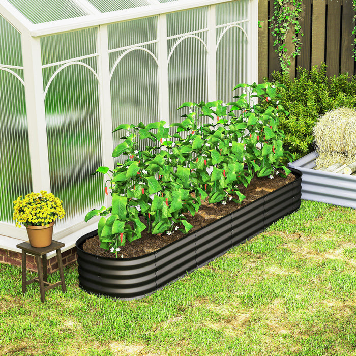 Outsunny Jardiniere de jardin surelevee galvanisee, 7,9 x 2 x 1 pi, argente